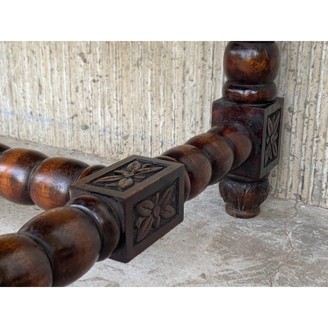 20th Century Spanish Baroque Style Oak Library Table For Sale - Image 10 of 12