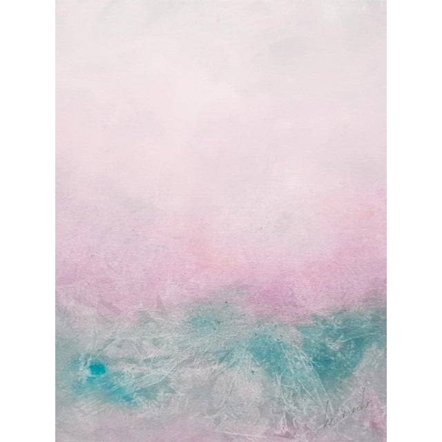Abstract Art Print Giclee Signed Pink Blue Pretty Soft Colors For Sale
