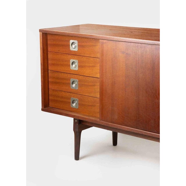 Italian Mid-Century Modern Sideboard in Teak with Four Drawers, 1960s For Sale - Image 11 of 12