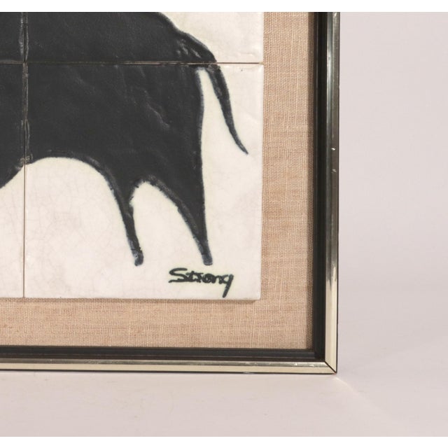 1970s MCM Modernist Tile Picture of a Bull by Harris G. Strong For Sale - Image 5 of 9