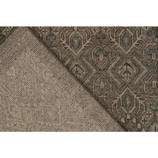 Textile Rug & Kilim’s Distressed Style Rug in Beige-Brown, Aegean Blue Geometric Patterns For Sale - Image 7 of 7