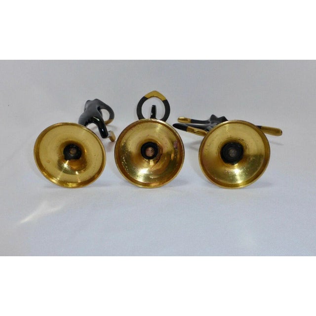 Mid-Century Modern Black Enamel Copper & Brass Dancing Ballerinas Figurines - Set of 3 For Sale In Denver - Image 6 of 9