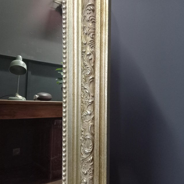 Wood Large Vintage French Mantel Mirror in Wooden Frame, 1950s For Sale - Image 7 of 8