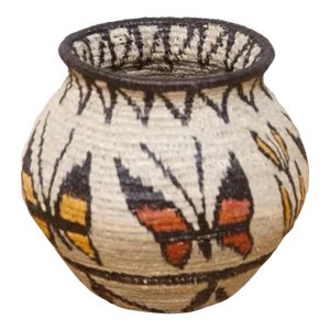 Splendid Butterfly Motif Woven Embera Basket