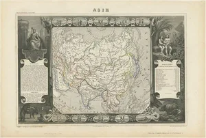 Antique Map of Asia attributed to V. Levasseur, 1854