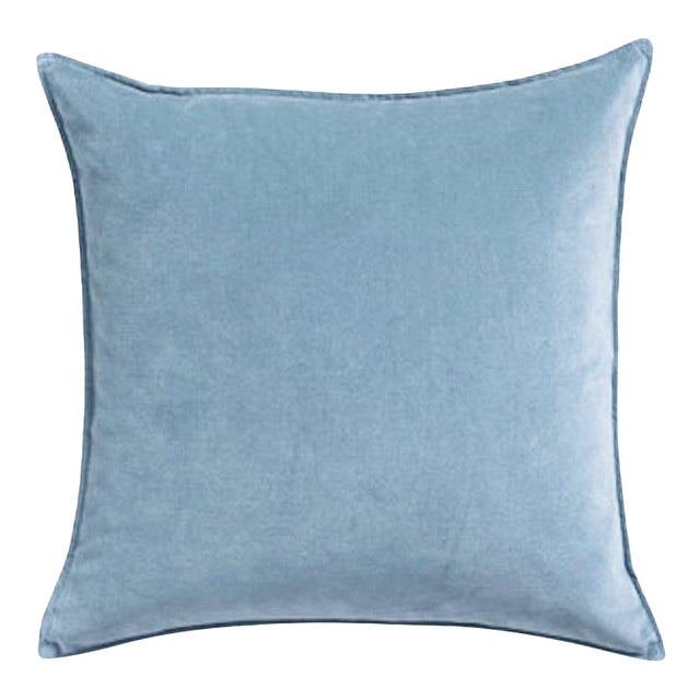Contemporary Baby Blue Velvet Pillow Cover Chairish