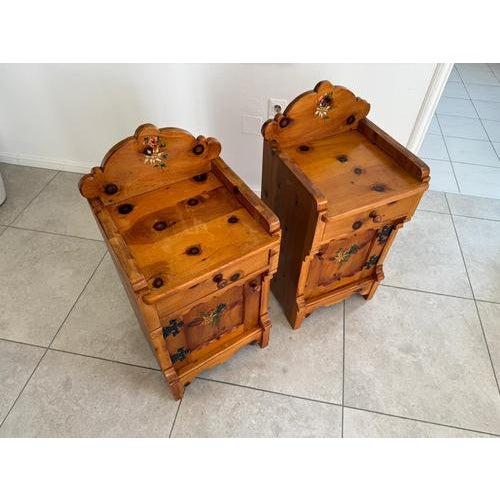 Antique Rustic Bedside Tables in Natural Pine, 1890s, Set of 2 For Sale - Image 4 of 10