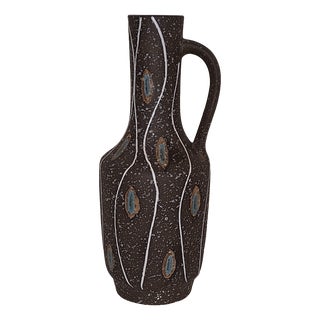 Mid-Century German Handled Vase in the Elbe Decor by Elsterwerdaer Steingutfabrik, 1950s For Sale