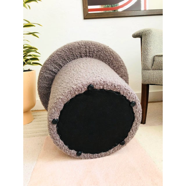 Mid-Century Modern Mushroom Ottoman in Gray Boucle For Sale - Image 3 of 11