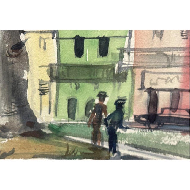 Mid 20th Century Mid 20th Century Original Sanford Brooks Street Scene Watercolor Painting For Sale - Image 5 of 8