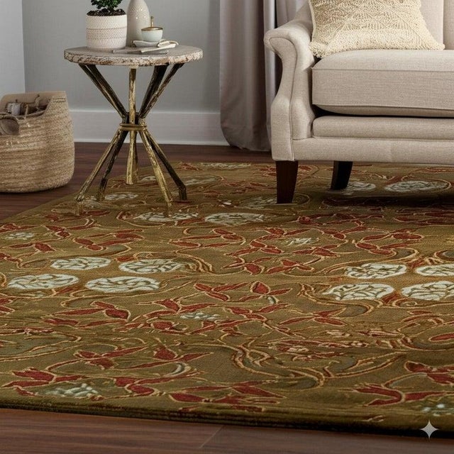 10x14 Brown Hand-Knotted Wool Floral Trellis Motif European Modern Carpet Rug For Sale - Image 4 of 6