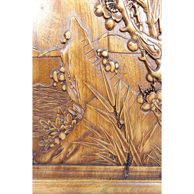 Carved Wooden Panels with Floral and Animal Decorations, Indochina / Vietnam, Early 20th Century, Set of 3 For Sale - Image 10 of 17