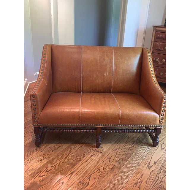 Whittemore Sherrill Manchester Collection Leather Settee For Sale - Image 9 of 10