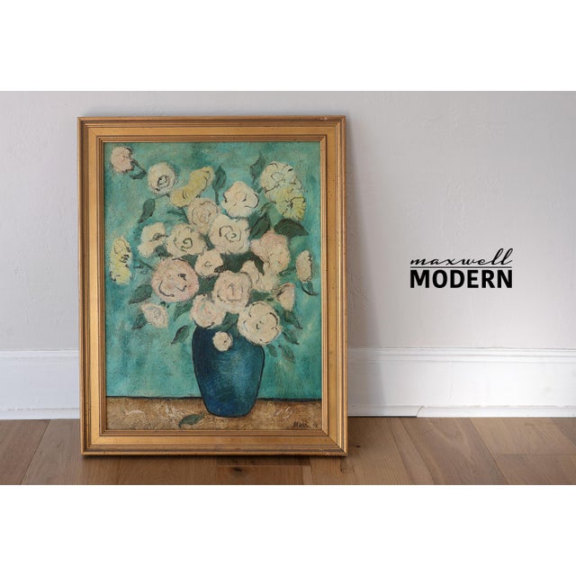 Gorgeous mid century impressionist floral still life from 1954 by Erik Martin. I don't have any info on this artist but...