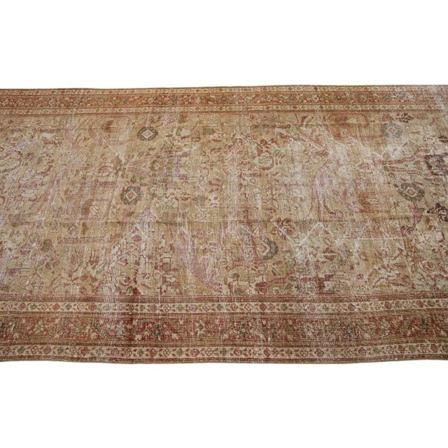 Allover Floral Handmade Antique Persian Malayer Gallery Wool Rug in Rust For Sale - Image 4 of 7