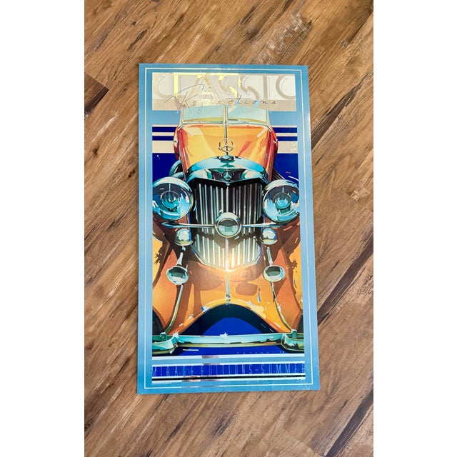 Vintage Classic Reflections, Mercedes Benz Lithograph on Mirrored Mylar For Sale - Image 9 of 12