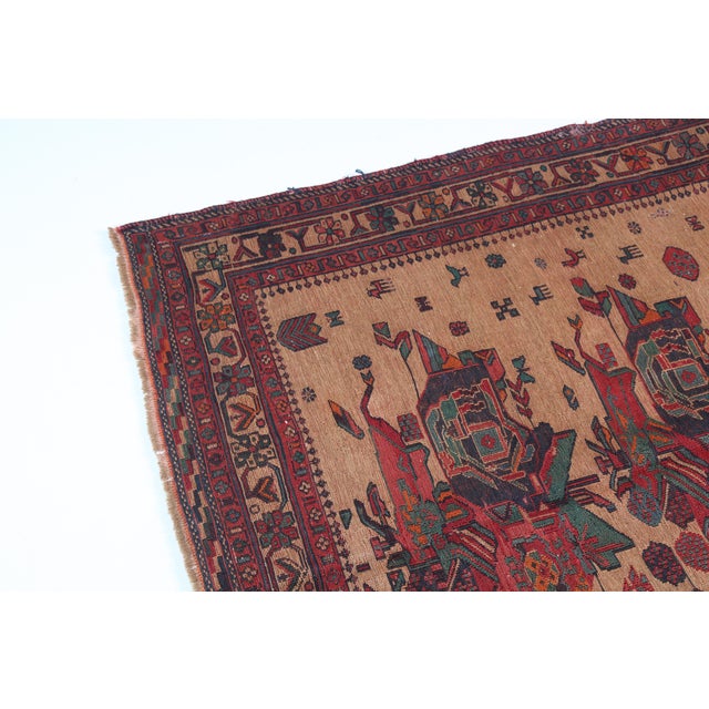 Vintage Handwoven Sumak Kilim Flatweave Rug With Geometric Medallions -4' X 5' 4'' For Sale In Tampa - Image 6 of 12