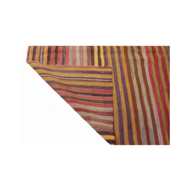 Textile Vintage Small Striped Kilim Rug - 3`10" X 5`2" For Sale - Image 7 of 7