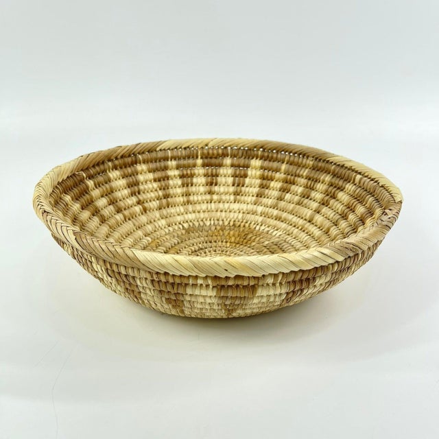 Textile Early 20th Century Polynesian Style Bread Basket Bowl 13inch MATTER COLLECTION For Sale - Image 7 of 7