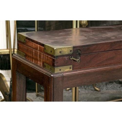 Antique English Mahogany Box on Custom Stand For Sale - Image 4 of 6