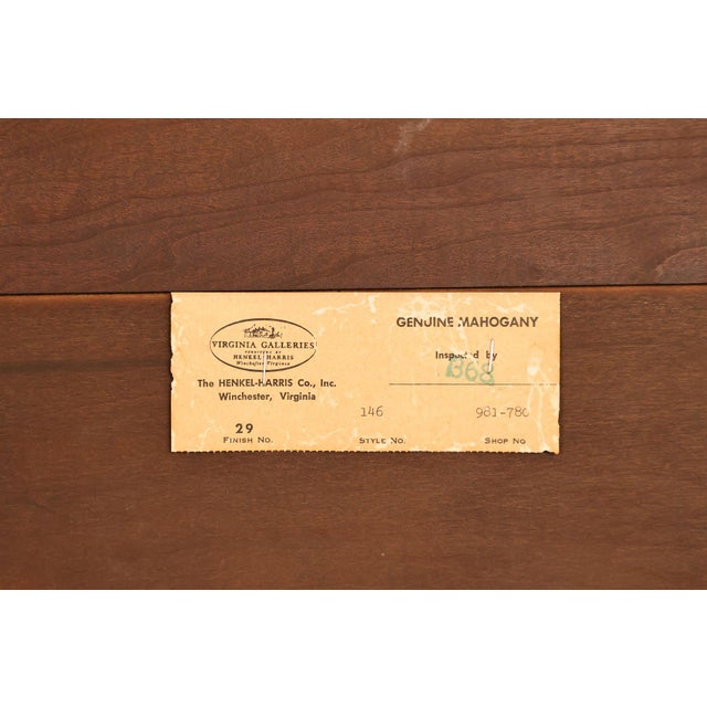 Henkel Harris Virginia Galleries Genuine Mahogany Highboy Chest For Sale - Image 18 of 18