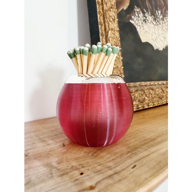 Antique English Sterling Silver and Pink Glass Match Striker For Sale - Image 4 of 6