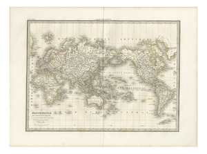 Antique World Map by M. Lapie, Paris, 1838