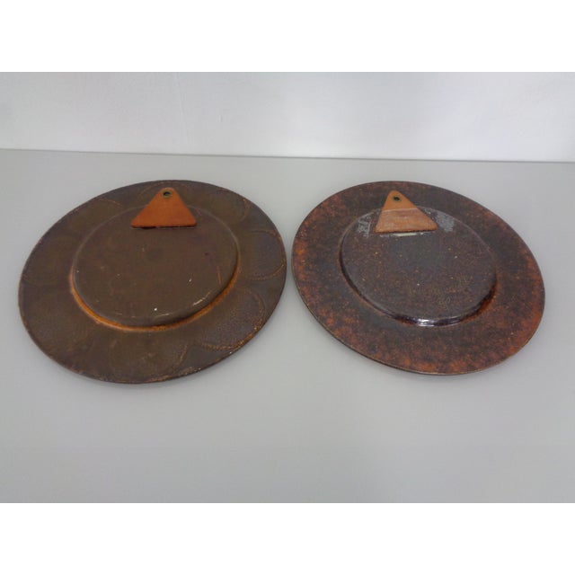 Red Vintage German Grünstadt Ceramic Wall Plates, 1960s, Set of 2 For Sale - Image 8 of 13