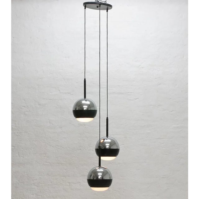 Black Three-Piece Ceiling Light, 1960s For Sale - Image 8 of 8