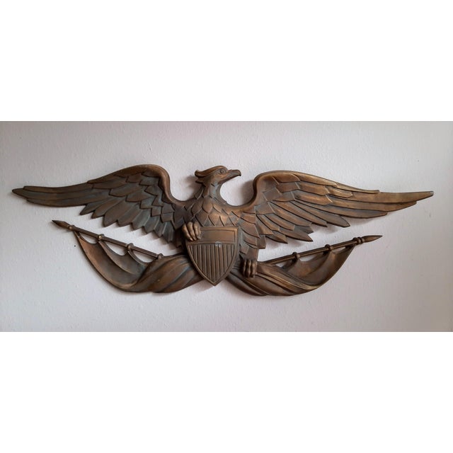 Mid-Century Modern Sexton Eagle With Flag Wall Hanging Usa For Sale - Image 3 of 13