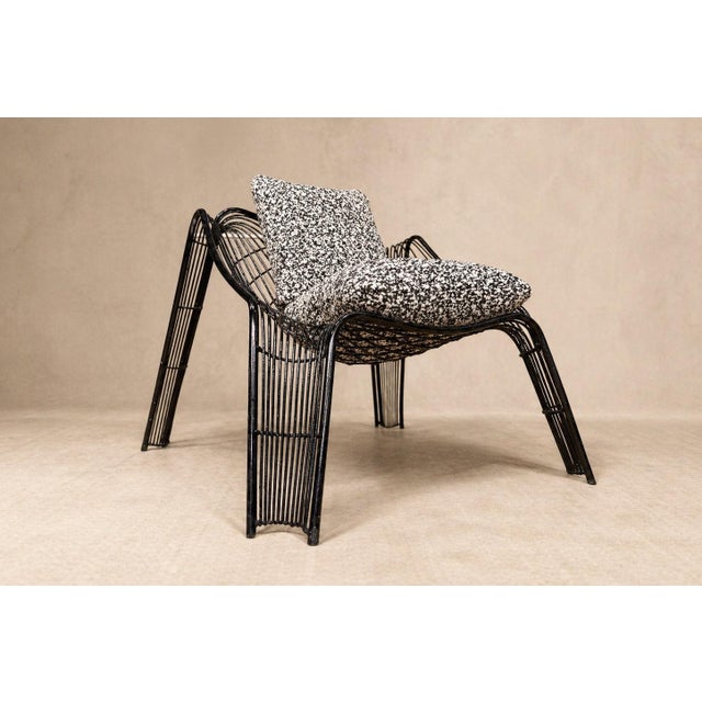 Pair of Organic-shaped Iron Armchairs with Bouclé Upholstery, Brazil, 1950s – Lot 677B For Sale In New York - Image 6 of 18