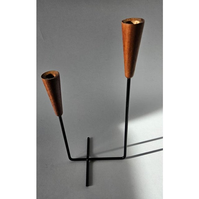Mid-Century Teak and Metal Candleholder, 1960s For Sale - Image 15 of 16