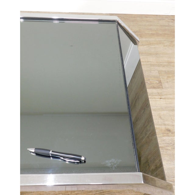 Mid-Century Modern Chrome & Smoked Mirror Side Tables - a Pair For Sale - Image 9 of 13
