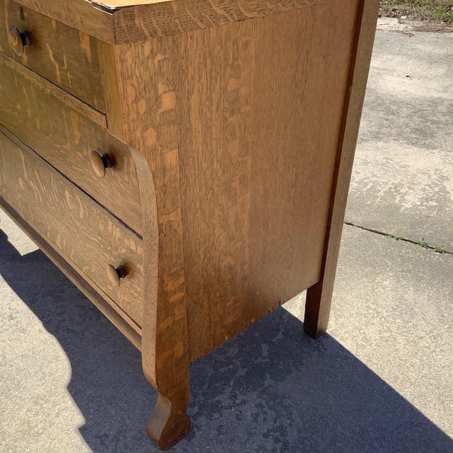 1920s Antique Tiger Oak Dresser For Sale - Image 5 of 13