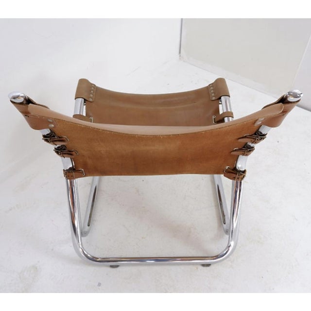 Vintage Tubular Sling Chair in Leather and Chrome, 1960s, 1969 For Sale - Image 6 of 16