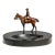 Charming Antique Austrian Cold Painted Bronze Fox Hunt Horse Sculpture Catchall English Equestrian Desk Tray Black Stone Home Office Decor For Sale