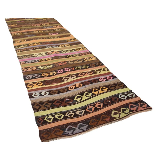 Boho Chic Vintage Turkish Kars Kilim Rug For Sale - Image 3 of 7