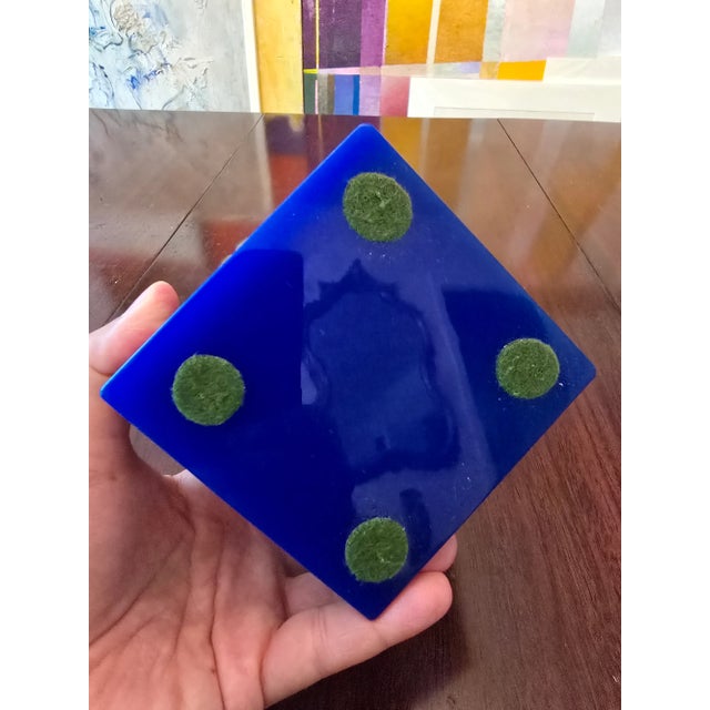 1910s Antique Blue Opaline Jewel Box With Enamel Love Scene For Sale - Image 11 of 11