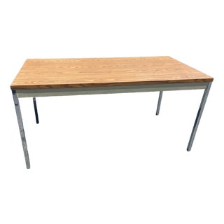 Attributed Steelcase Minimalist Vintage Mid Century Modern Metal Retro Tanker Utility Table For Sale