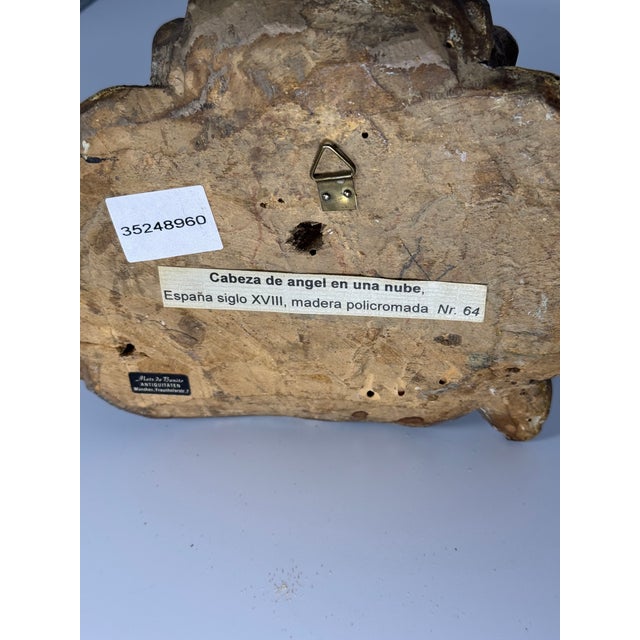 18th-Century Spanish Polychrome Wood Angel Head For Sale In Los Angeles - Image 6 of 8