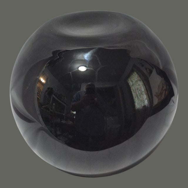 20th C. Mid-Century-Modern Dark Amethyst Almost Black Art Glass Rose Bowl Vase For Sale - Image 4 of 4