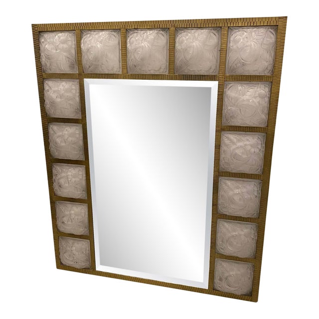 1930s Degue Signed French Art Deco Grand Light Mirror For Sale