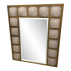 1930s Degue Signed French Art Deco Grand Light Mirror
