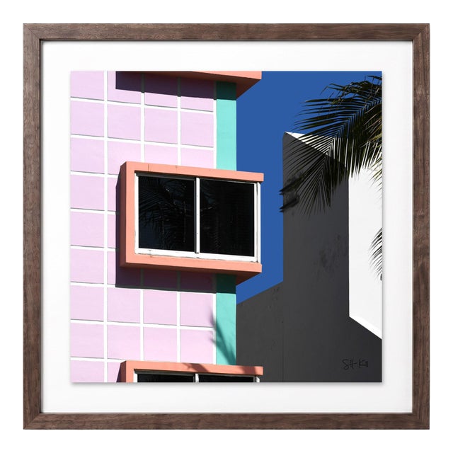 “Miami Beach 09” Giclee Archival Pigment Print 24x24 Framed in Walnut For Sale