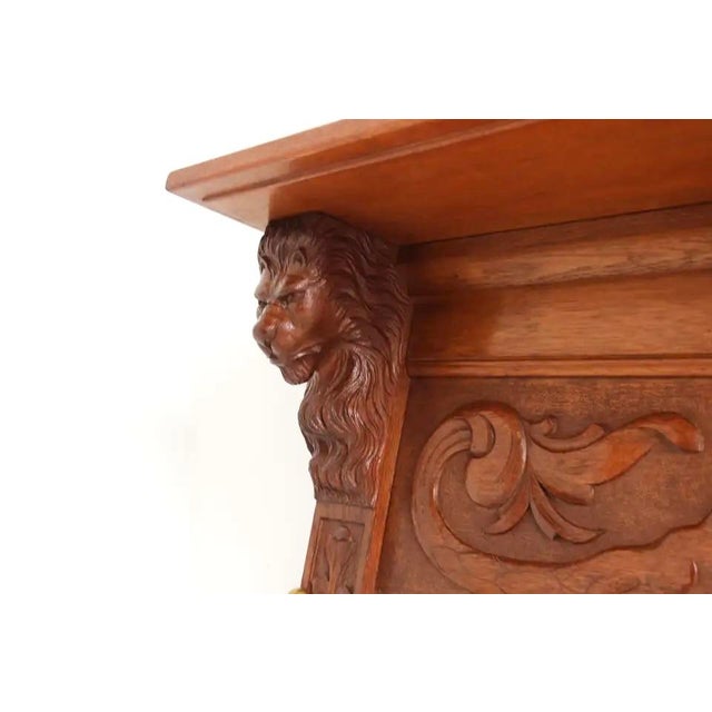 Brown Antique Renaissance Revival French Coat Rack Lion Masks, 1880 For Sale - Image 8 of 13