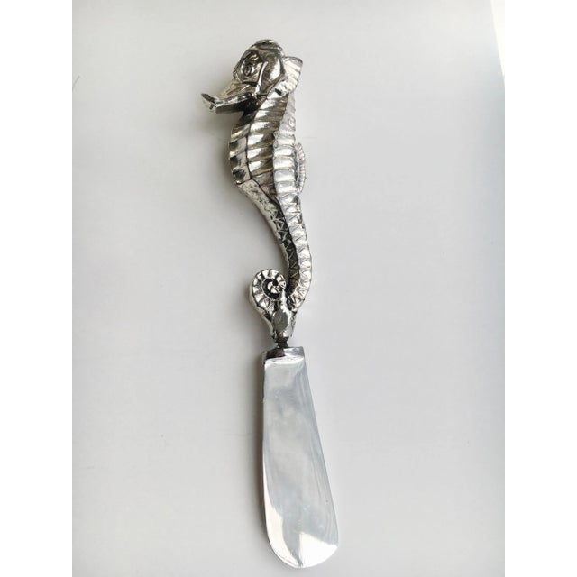 Silver Plate Seahorse Condiment Knife For Sale - Image 4 of 5