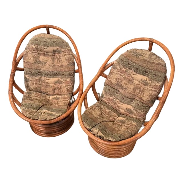 Vintage Mamasan Swival Chairs For Sale