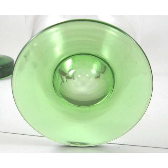 Contemporary Emerald Green & Clear Glass Decanter Smooth Pontil Numbered Stopper For Sale - Image 4 of 5
