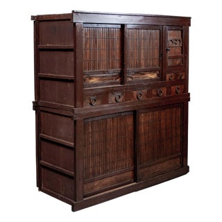 Antique Japanese Meiji Period Two Piece Tansu Chest (Goshu Mizuya) For Sale
