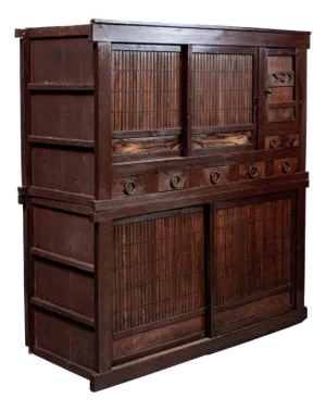 Antique Japanese Meiji Period Two Piece Tansu Chest (Goshu Mizuya)